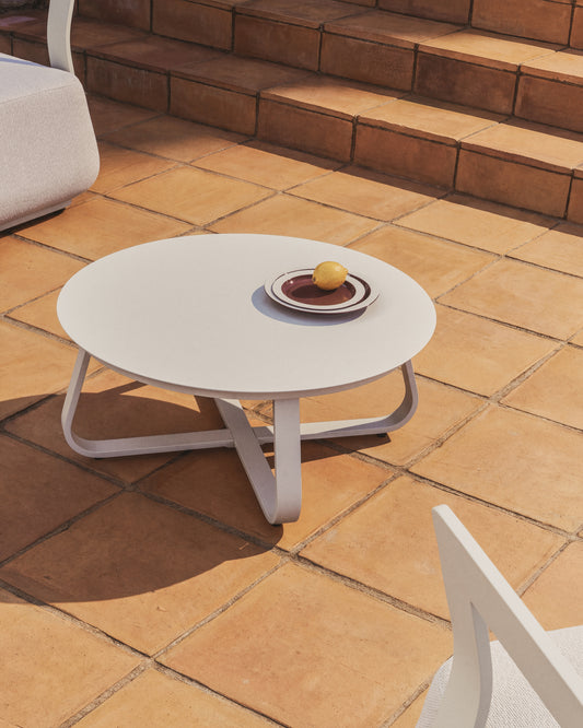 Table basse d’extérieur Tamaris en aluminium écrue Ø 80 cm