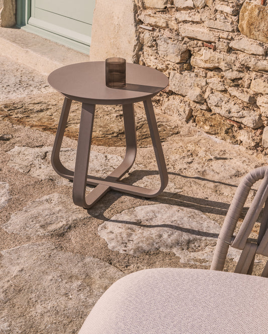 Table auxiliaire d’extérieur Tamaris en aluminium taupe Ø 48 cm