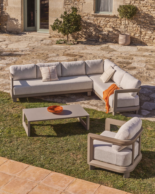 Canapé Nerano 3 places en aluminium taupe 208 cm