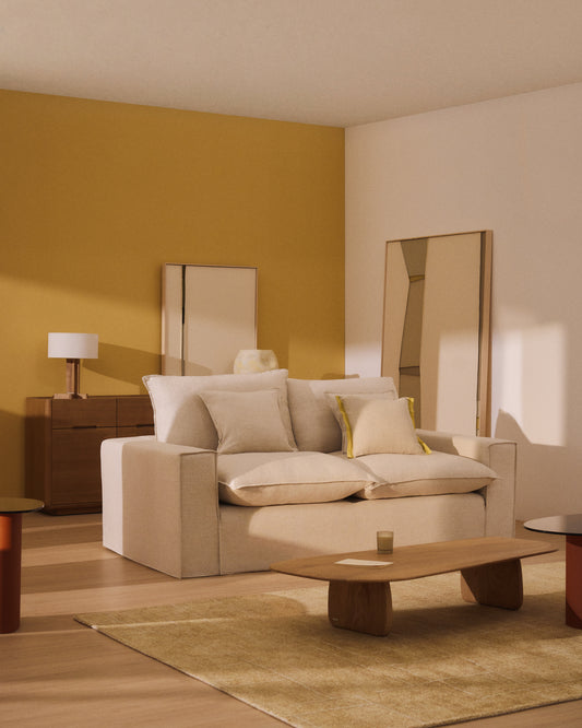 Housse pour canapé Anarela 3 places en lin beige
