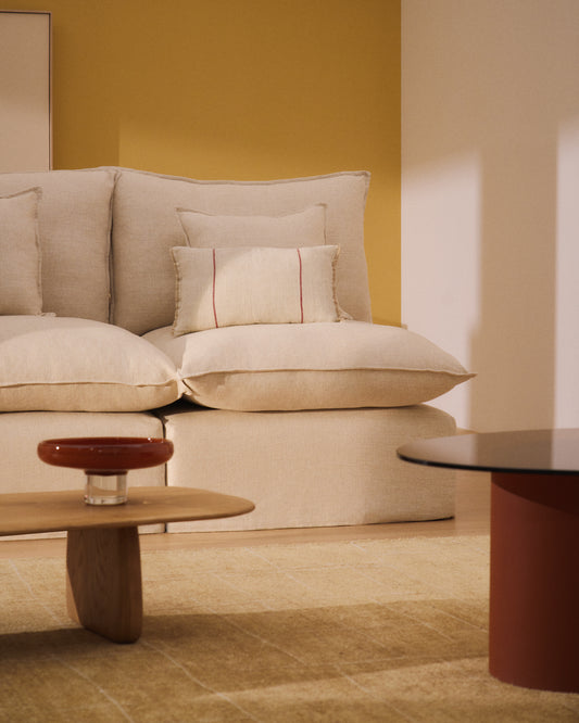 Canapé modulable déhoussable Anarela 3 places en lin et viscose beige 270 cm FSC Mix Credit