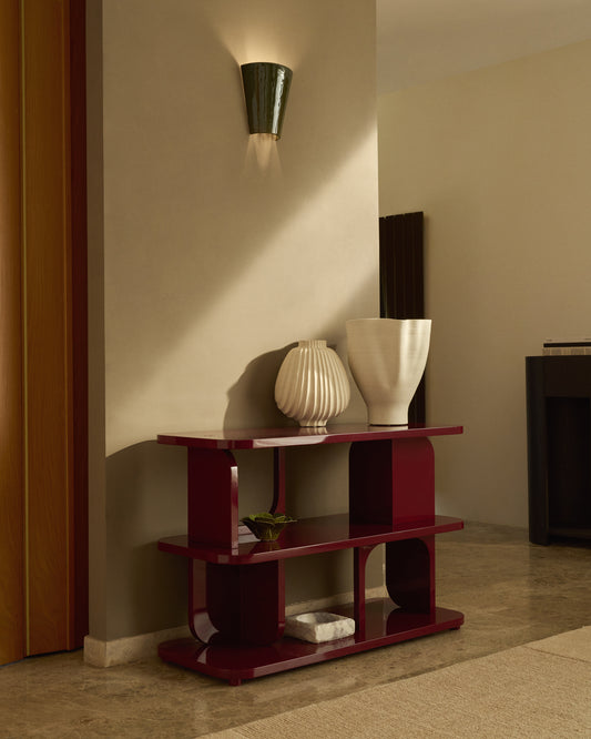 Étagère Aduma MDF laqué grenat avec finition brillante FSC 100 % 100 x 65 cm