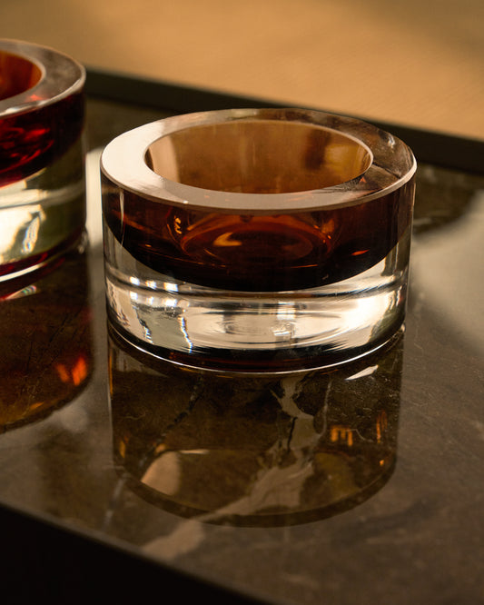 Centre de table Uconi en verre marron foncé Ø12 cm
