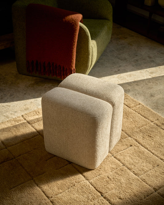 Nedilo square beige FSC Mix Credit chenille footrest