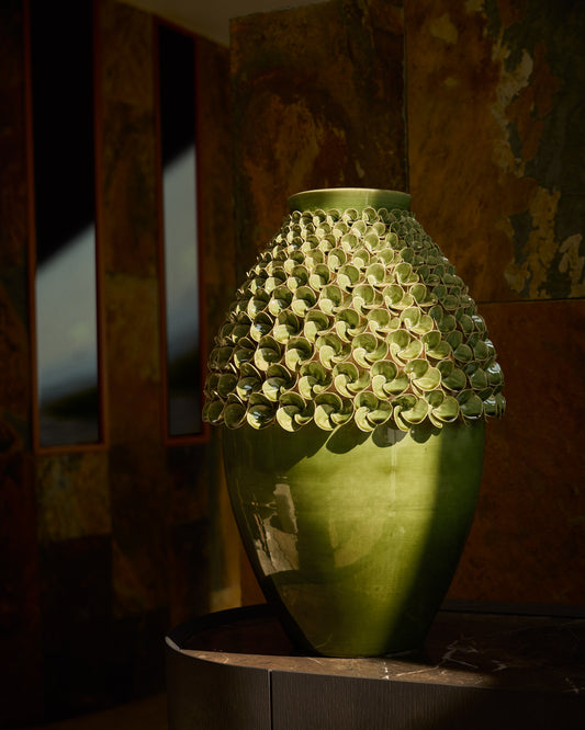 Vase Ederia en céramique vert clair 39 cm