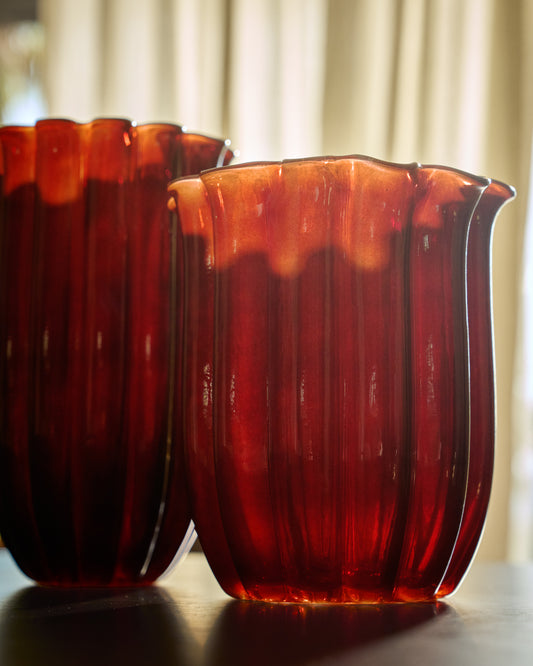 Vase Cerin en verre bordeaux 20 cm