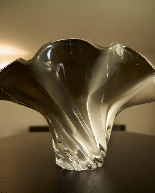 Centre de table en verre Lurea de couleur verte aux nuances grises 56 x 36,5 cm