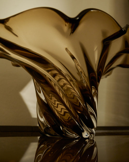 Centre de table Lurea en verre marron foncé 57 x 37 cm