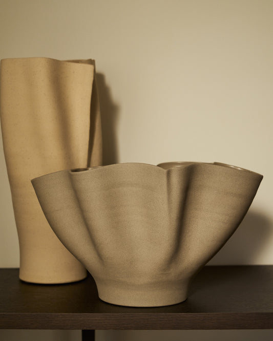 Centre de table Nilea en céramique grise 38 x 28 cm