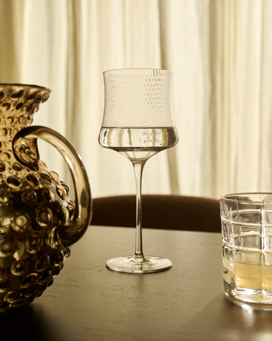 Coupe à champagne Auri en verre transparent avec relief 46 cl
