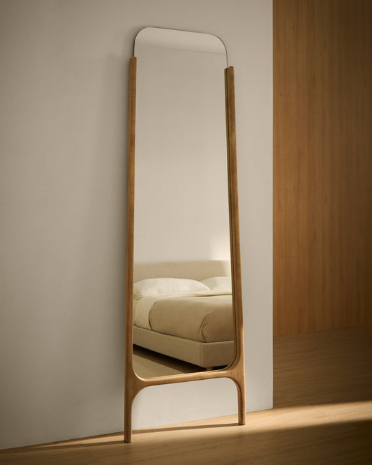 Miroir sur pied Aremi en bois de manguier ton naturel 59 x 198 cm FSC 100 %