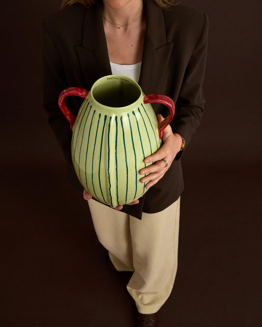 Justine Franco green and red ceramic vase 36 cm