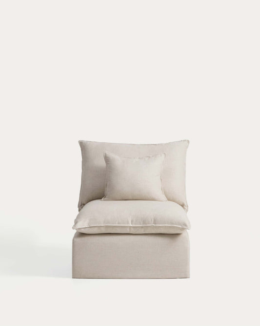 Fauteuil déhoussable Anarela en lin et viscose beige 110 cm FSC Mix Credit
