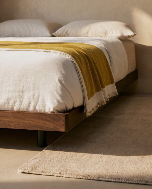 Base Norlen en placage de noyer avec finition foncée pour matelas de 180 x 200 cm FSC Mix Credit