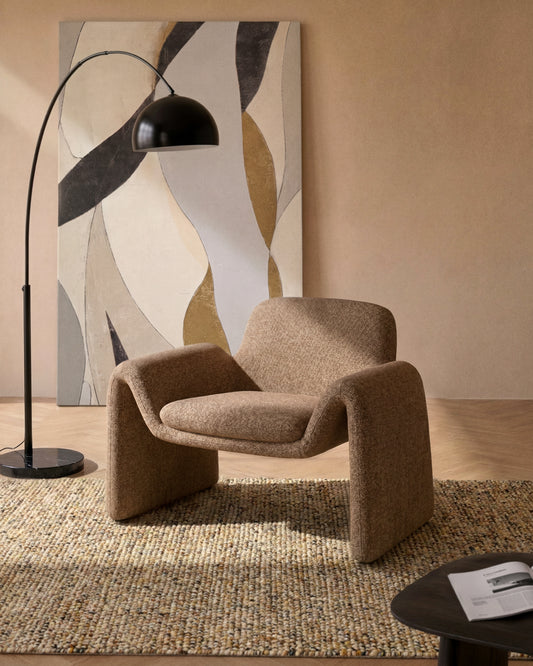 Fauteuil Melvia en chenille marron chocolat