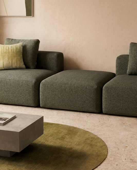 Pouf terminal Blok en chenille verte 90 x 104 cm – FSC Mix Credit