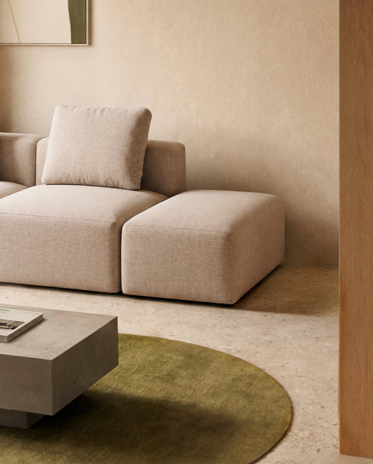 Pouf terminal Blok en chenille beige 60 x 104 cm – FSC Mix Credit