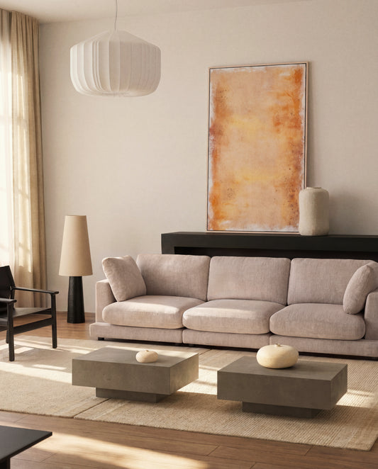 Canapé Gala 4 places en micro-bouclette beige 300 cm – FSC Mix Credit
