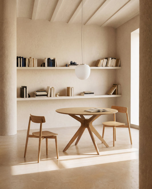 Table Ronde Naanim en placage de chêne Ø 120 cm