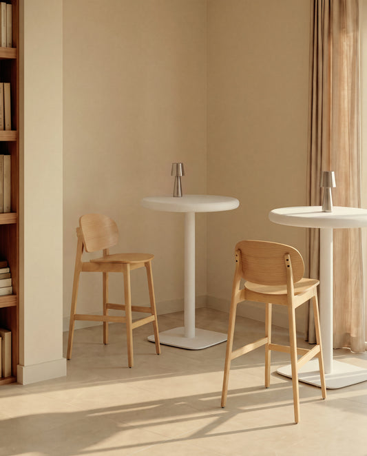 Tabouret Ludara en placage de chêne 65 cm