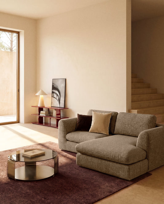 Vera light brown 3-seater sofa with left-hand chaise longue 232 cm FSC Mix Credit