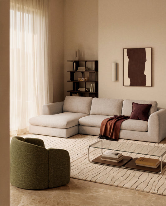 Vera beige 4-seater sofa and right-hand chaise longue 322 cm FSC Mix Credit