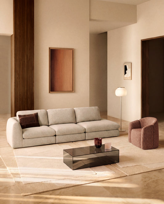 Vera beige 4-seater sofa with left-hand end section 325 cm FSC Mix Credit