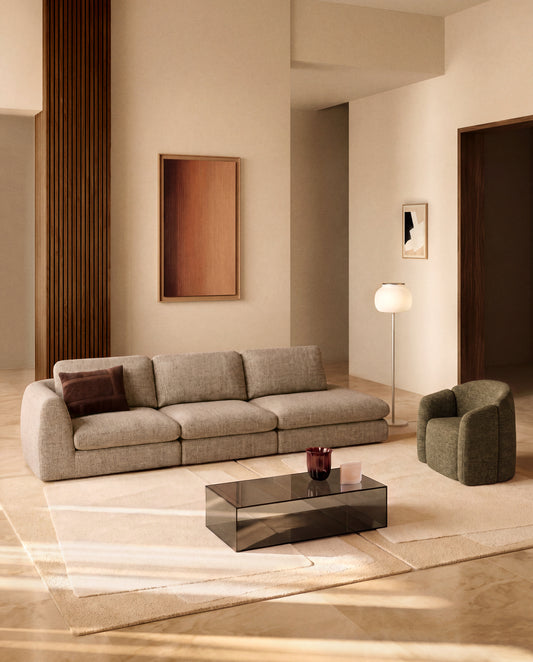 Vera light brown 4-seater sofa with left-hand end section 325 cm FSC Mix Credit