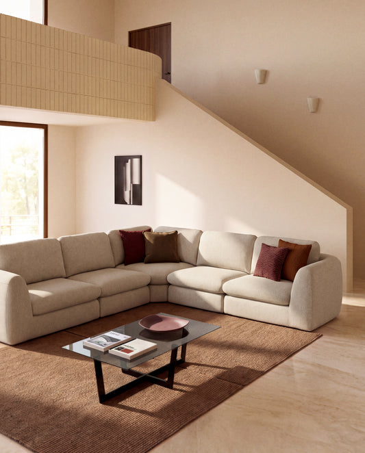 Vera beige 5-seater corner sofa 330 x 330 cm FSC Mix Credit