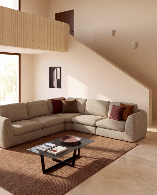 Vera light brown 5-seater corner sofa 330 x 330 cm FSC Mix Credit