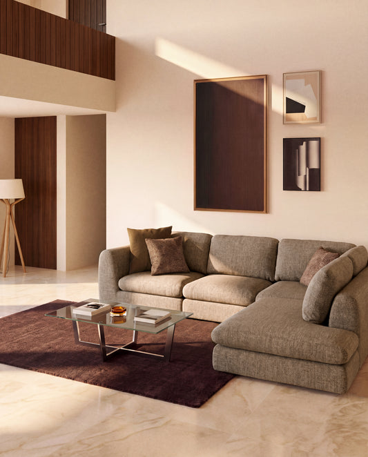Vera light brown 5-seater corner sofa with right-hand end section 330 x 245 cm FSC Mix Credit
