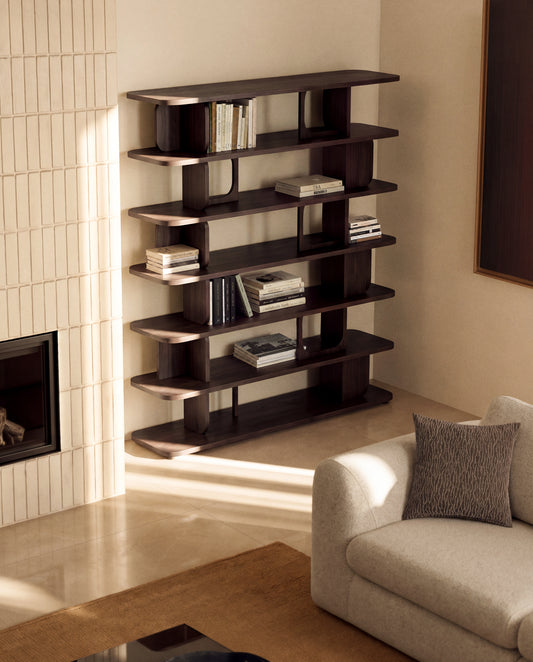 Étagère Aduma en placage de chêne avec finition ébonisée FSC 100 % 160 x 187 cm