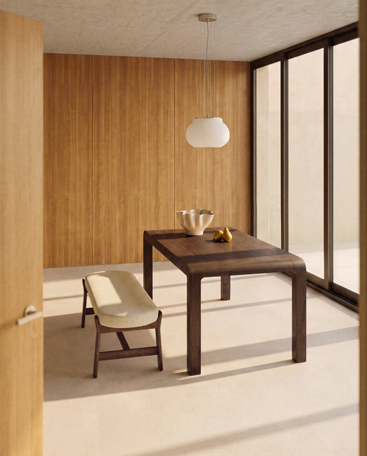 Erisia extendable table in solid oak wood with a dark walnut tone finish 180 (230) x 90 cm FSC 100%