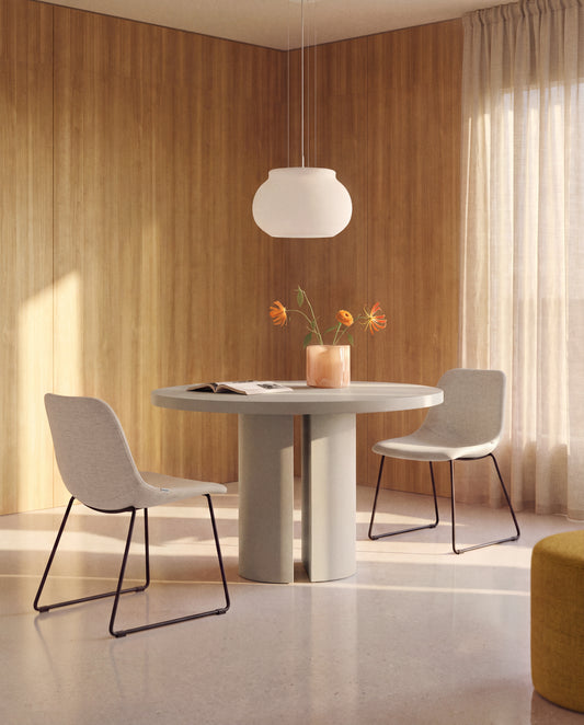 Table ronde Nealy en DM laqué écrue Ø 150 cm