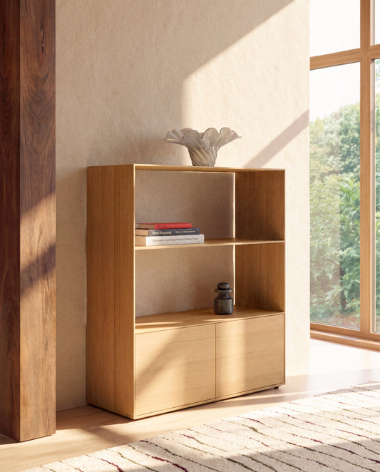 Étagère Visala avec 1 étagère visible en placage de chêne 90 x 106 cm FSC Mix Credit