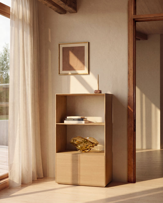 Visala with 1 visible shelf oak veneer shelf 60 x 106 cm FSC Mix Credit
