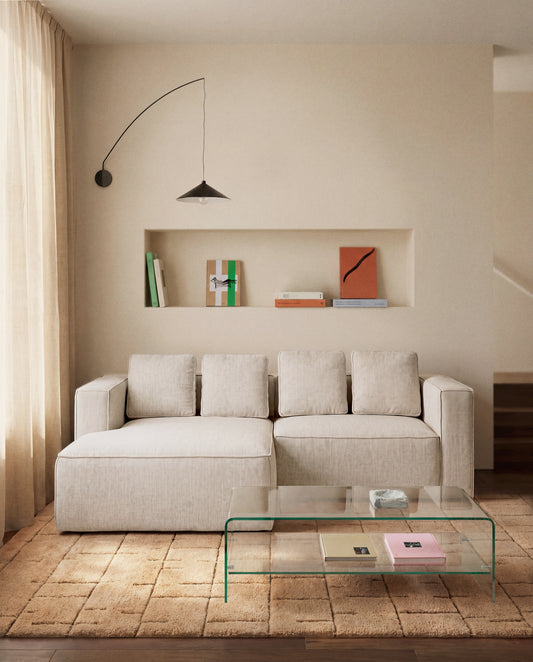 Canapé-lit Marela 3 places avec méridienne gauche rabattable beige 236 cm FSC Mix Credit