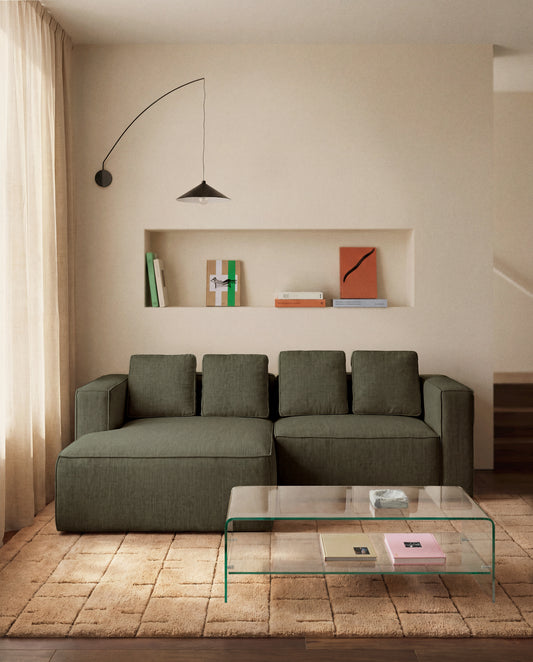 Canapé-lit Marela 3 places avec méridienne gauche couleur verte 236 cm FSC Mix Credit