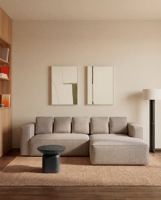 Canapé-lit Marela 4 places avec méridienne droite rabattable beige 276 cm FSC Mix Credit