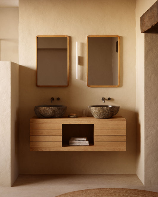 Meuble de salle de bain Yenit en bois de teck finition naturelle 120 x 45 cm