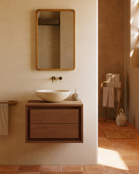 Meuble de salle de bain Kenta en bois de teck finition naturelle 60 x 45 cm