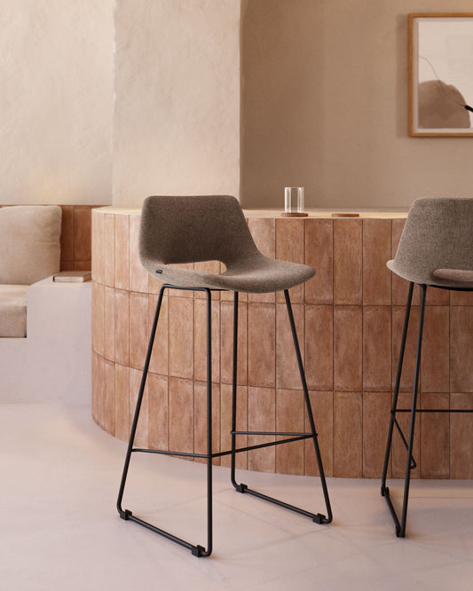 Tabouret Zahara marron et acier noir hauteur 65 cm FSC 100%