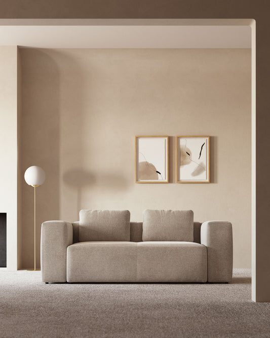 Canapé Blok 2 places en chenille beige 210 cm – Certifié FSC Mix Credit