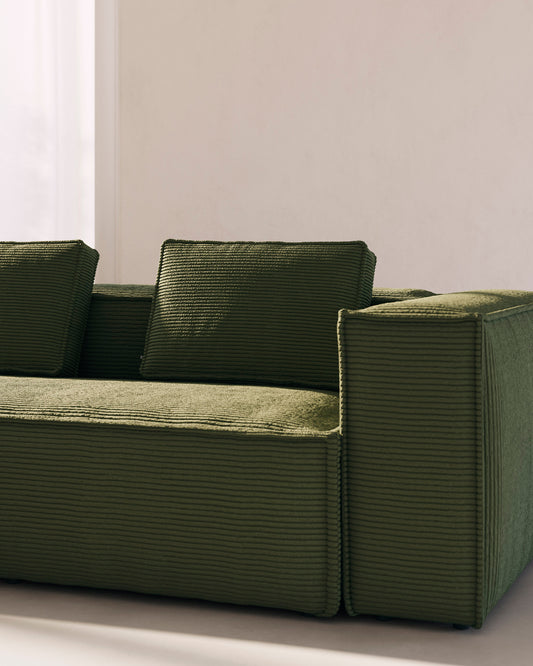 Coussin Blok en velours côtelé épais vert 40 x 60 cm