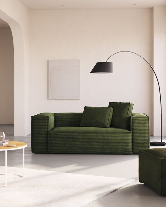 Canapé Blok 2 places en velours côtelé épais vert 210 cm – Certifié FSC Mix Credit