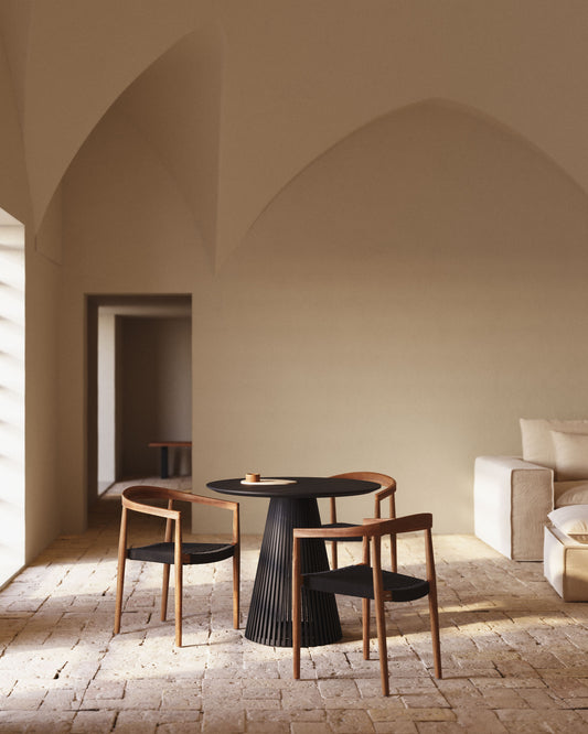 Table ronde Jeanette en bois de Mindy noir Ø 90 cm