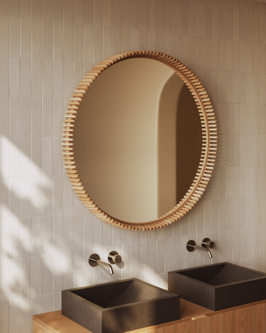Miroir Polke en teck Ø 100 cm