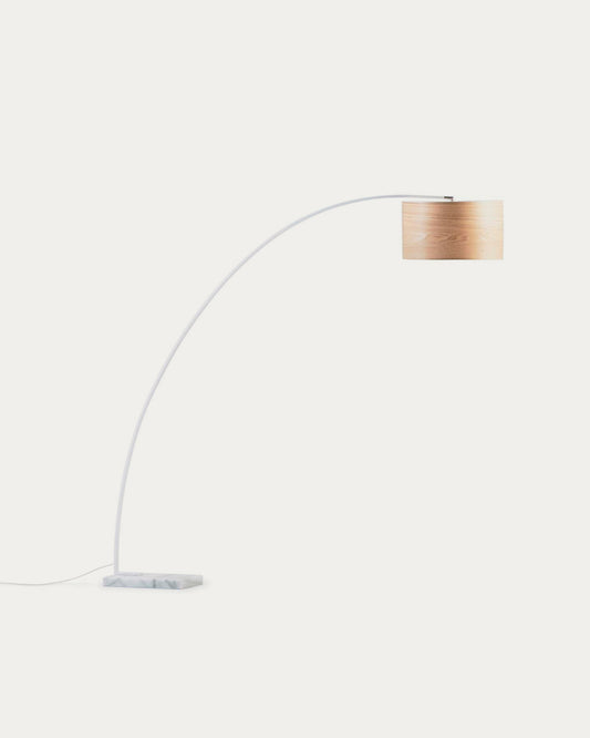 Lampadaire Juhe contreplaqué de frêne, métal et marbre blanc