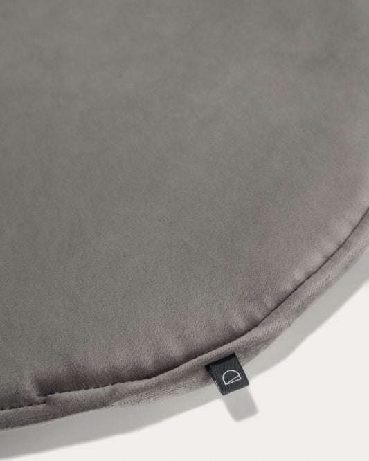Galette de chaise ronde Rimca velours gris clair Ø 35 cm
