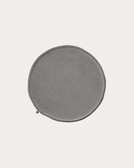 Galette de chaise ronde Rimca velours gris clair Ø 35 cm